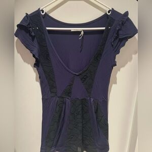 Urban Outfitters Purple and Black Lace Top